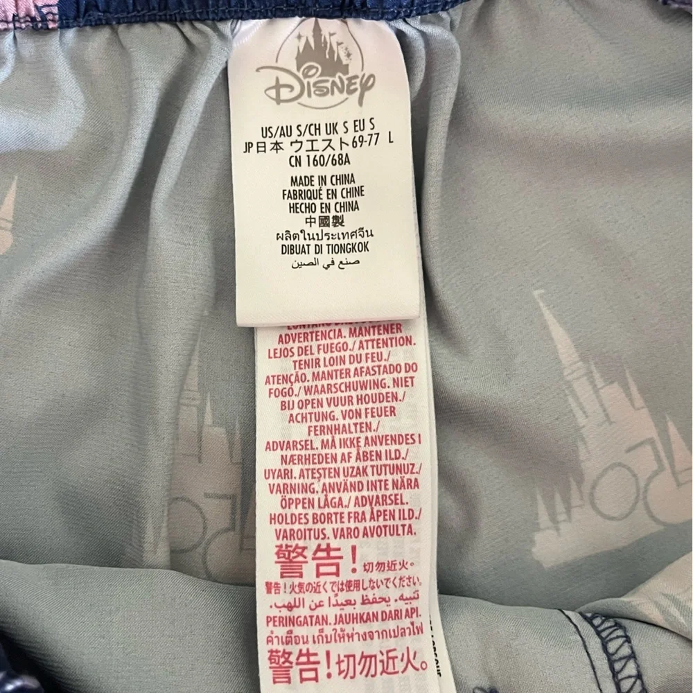 Disney Womens Pajama Pants Small Blue Satin 50th Anniversary Cinderella Castle - Picture 6 of 6